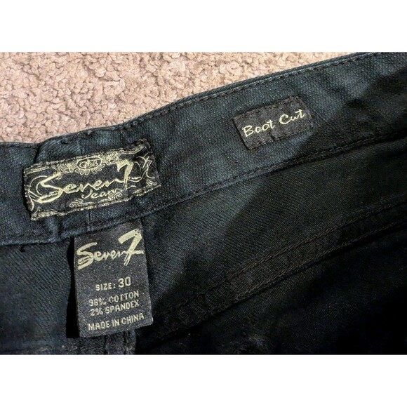 7 for all Mankind Bootcut Black Denim Jeans Women's 30 - Picture 4 of 6